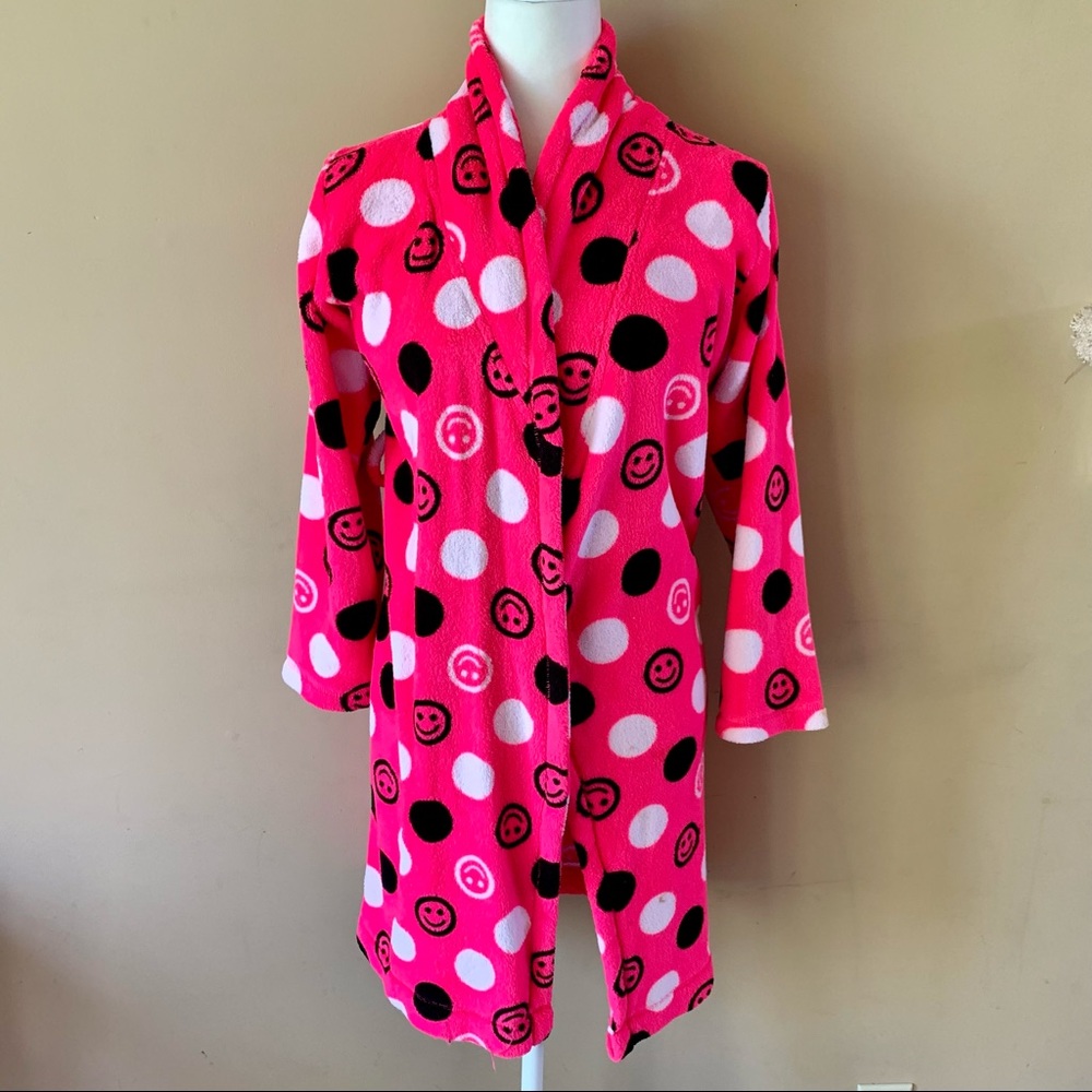 SO Medium 10-12 Pink Fleece Emoji Smiley Face Robe